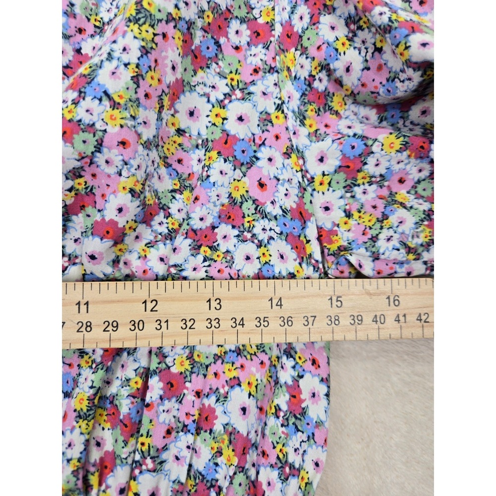 GAP Floral Puff Sleeve‎ Dress Smocked Mini Dress Medium Tall Multicolor Babydoll - Picture 5 of 9